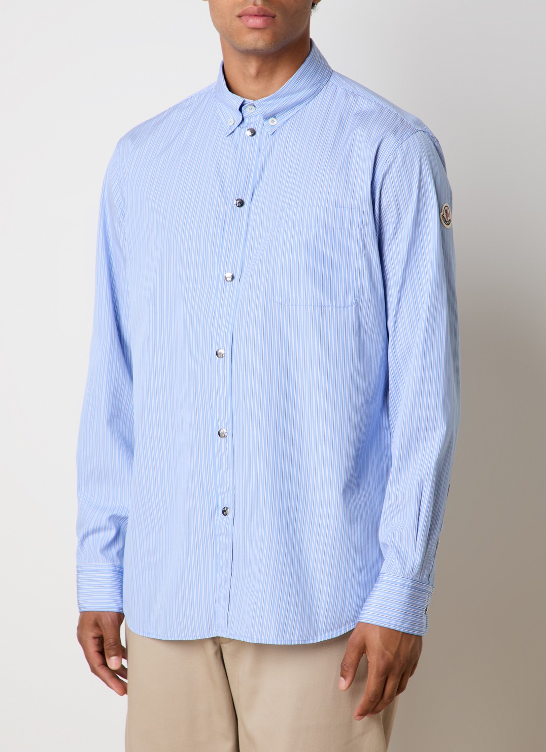 Moncler Regular fit overhemd met streepdessin  - detail staalblauw