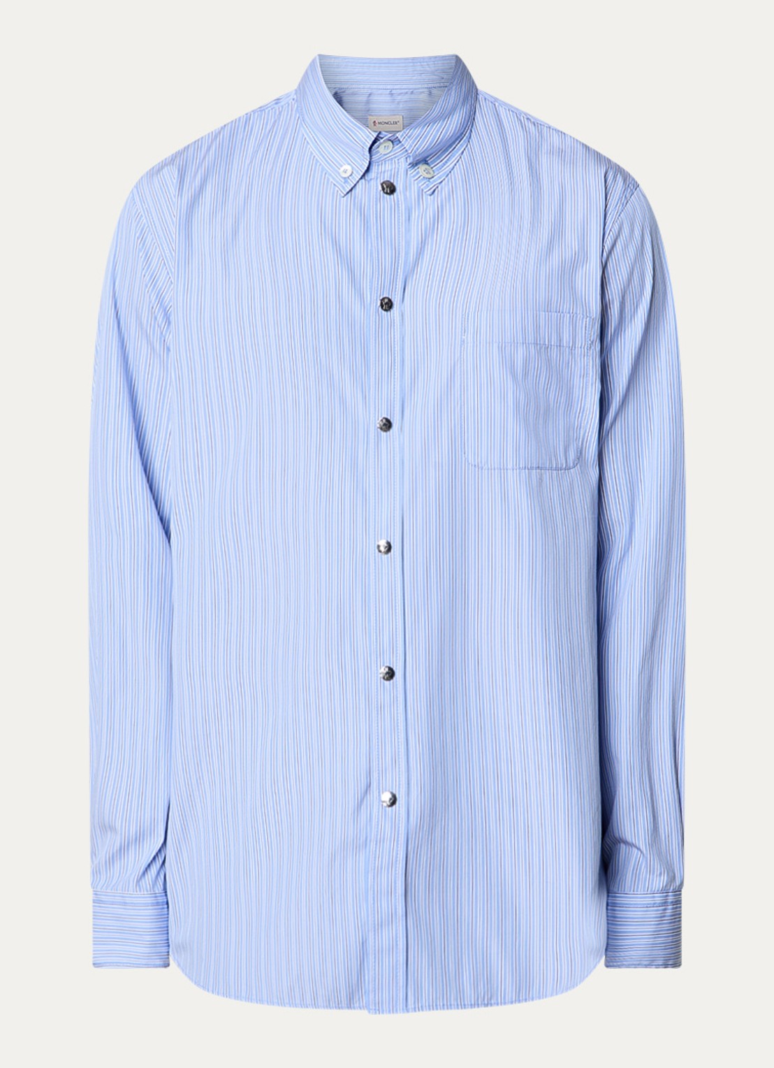 Moncler Regular fit overhemd met streepdessin  - voorkant 3 staalblauw