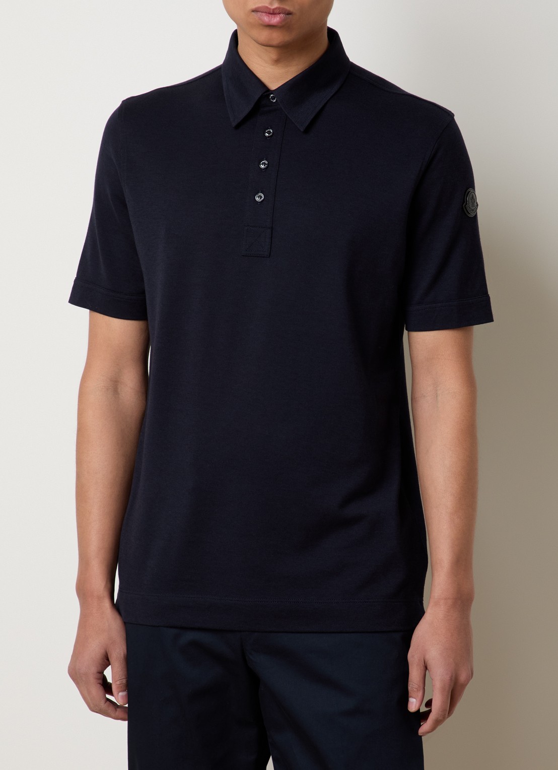 Moncler Regular fit polo  met logo - detail 4 donkerblauw