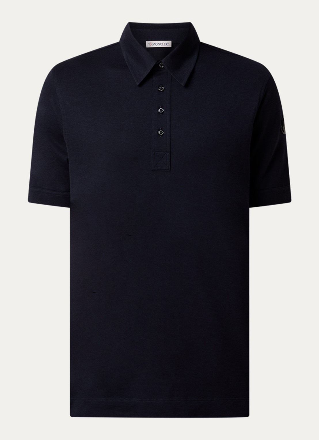 Moncler Regular fit polo  met logo - voorkant donkerblauw