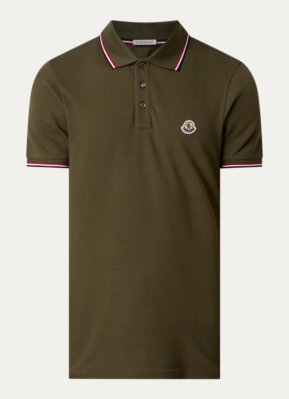 Moncler Regular fit polo met logo - voorkant bronsgroen