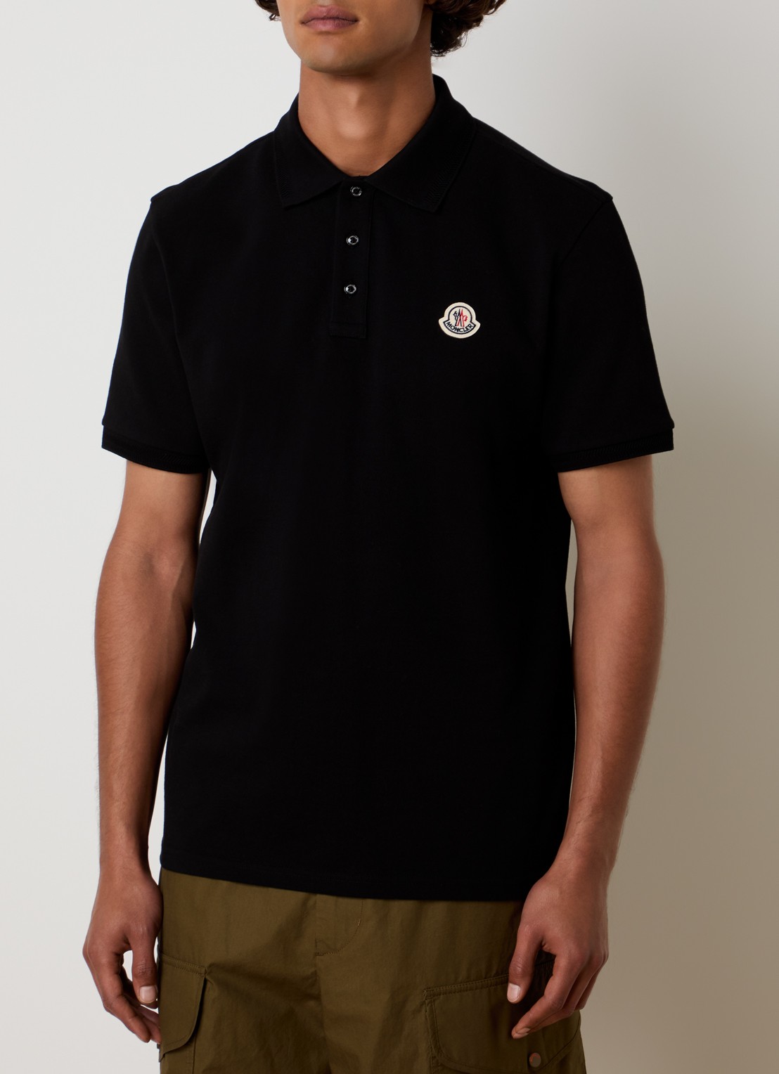 Moncler Regular fit polo met logo - detail zwart