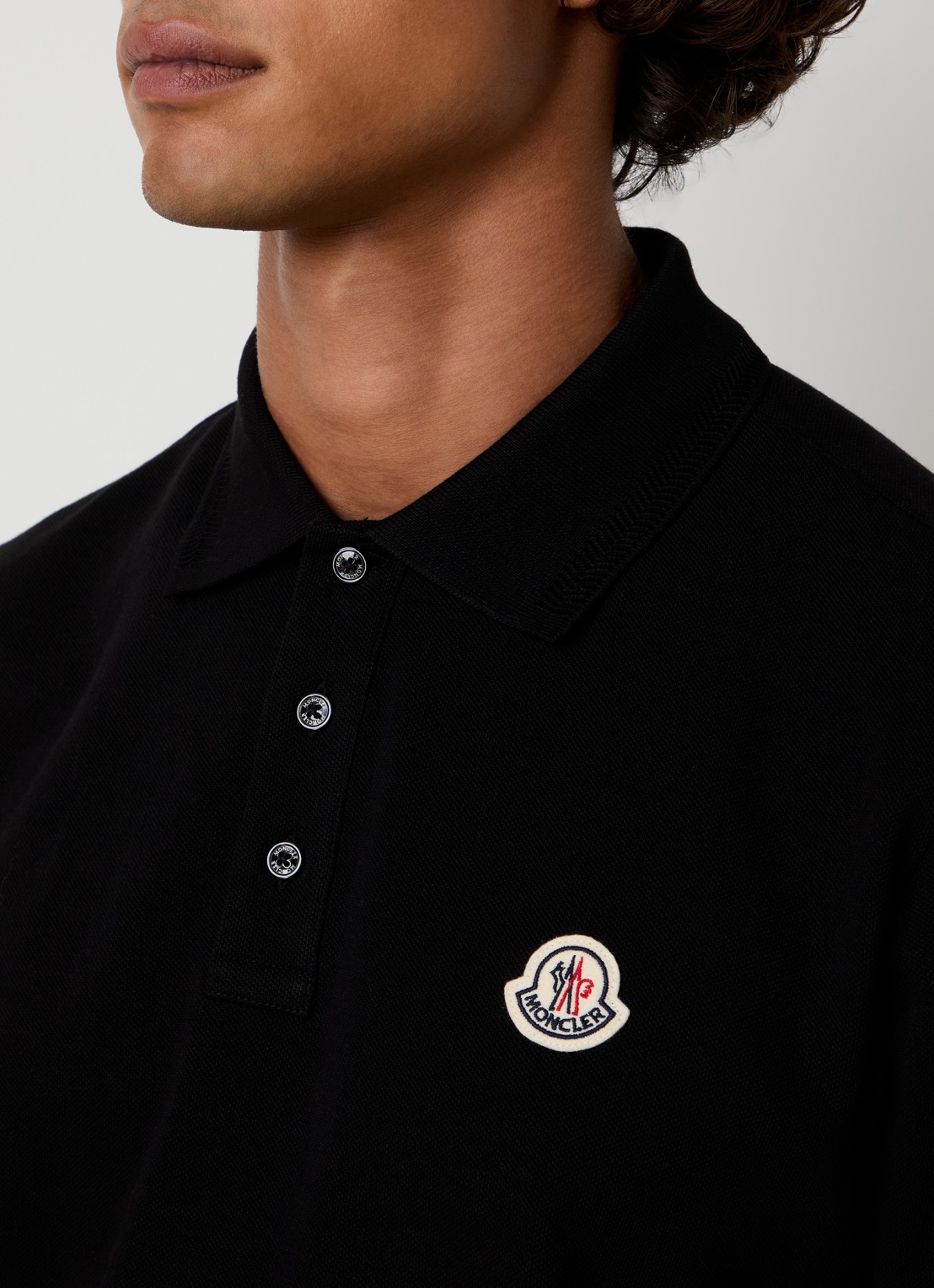 Moncler Regular fit polo met logo - detail 2 zwart
