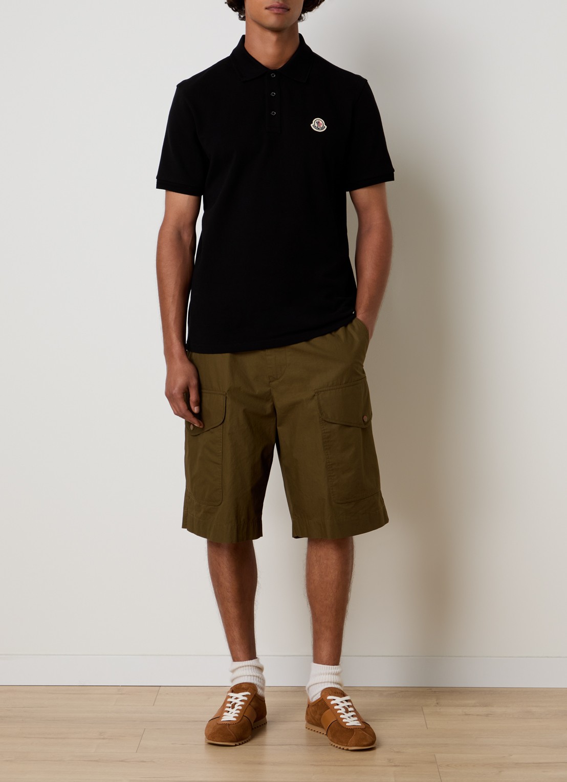 Moncler Regular fit polo met logo - voorkant 4 zwart