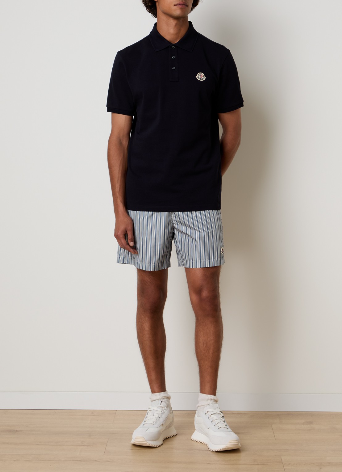 Moncler Regular fit polo met logo - voorkant 5 donkerblauw
