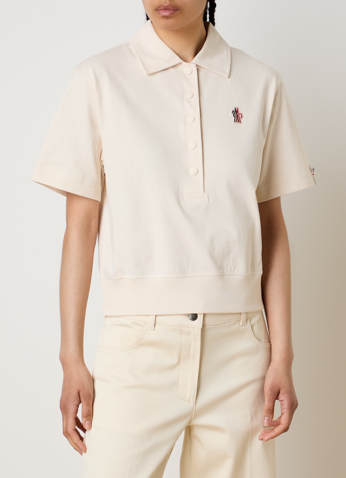 Moncler Regular fit polo met logo - detail 4 creme