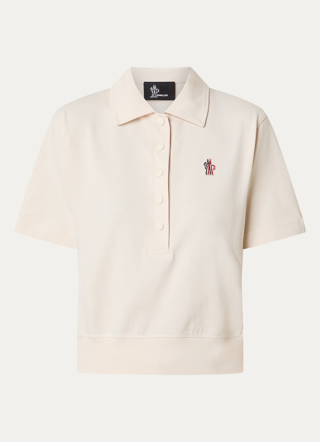 Moncler Regular fit polo met logo - voorkant creme
