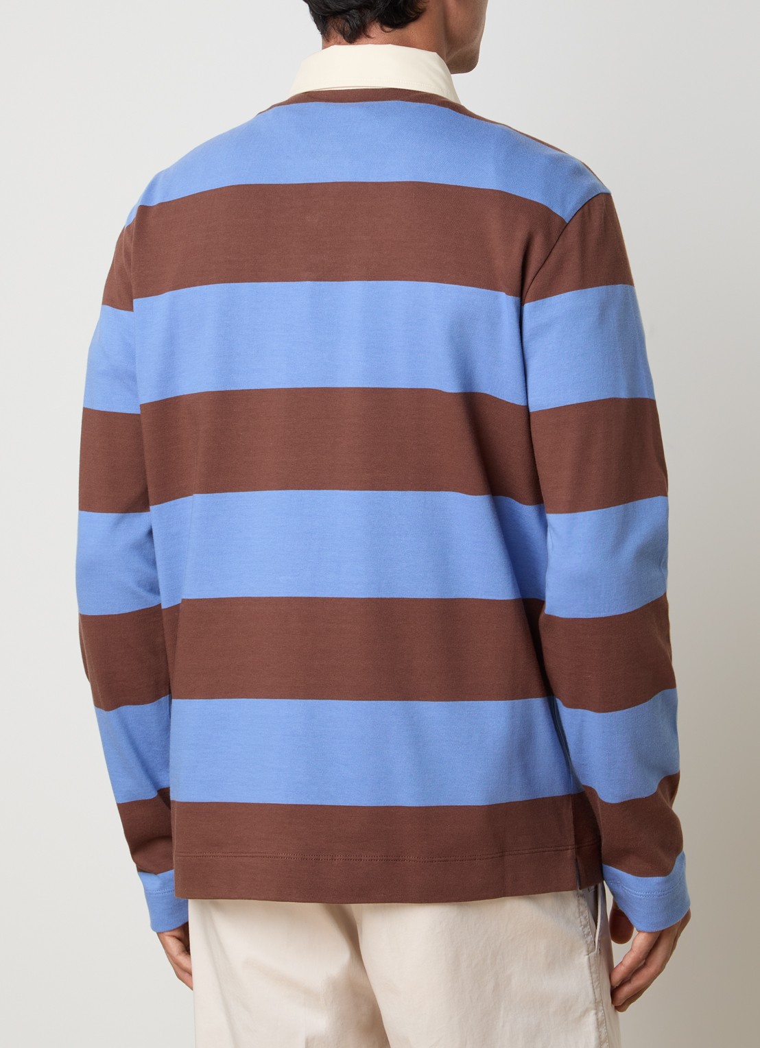 Moncler Regular fit polo met streepprint - achterkant 5 blauw
