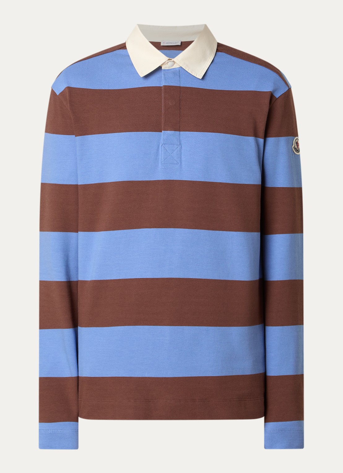 Moncler Regular fit polo met streepprint - voorkant 3 blauw