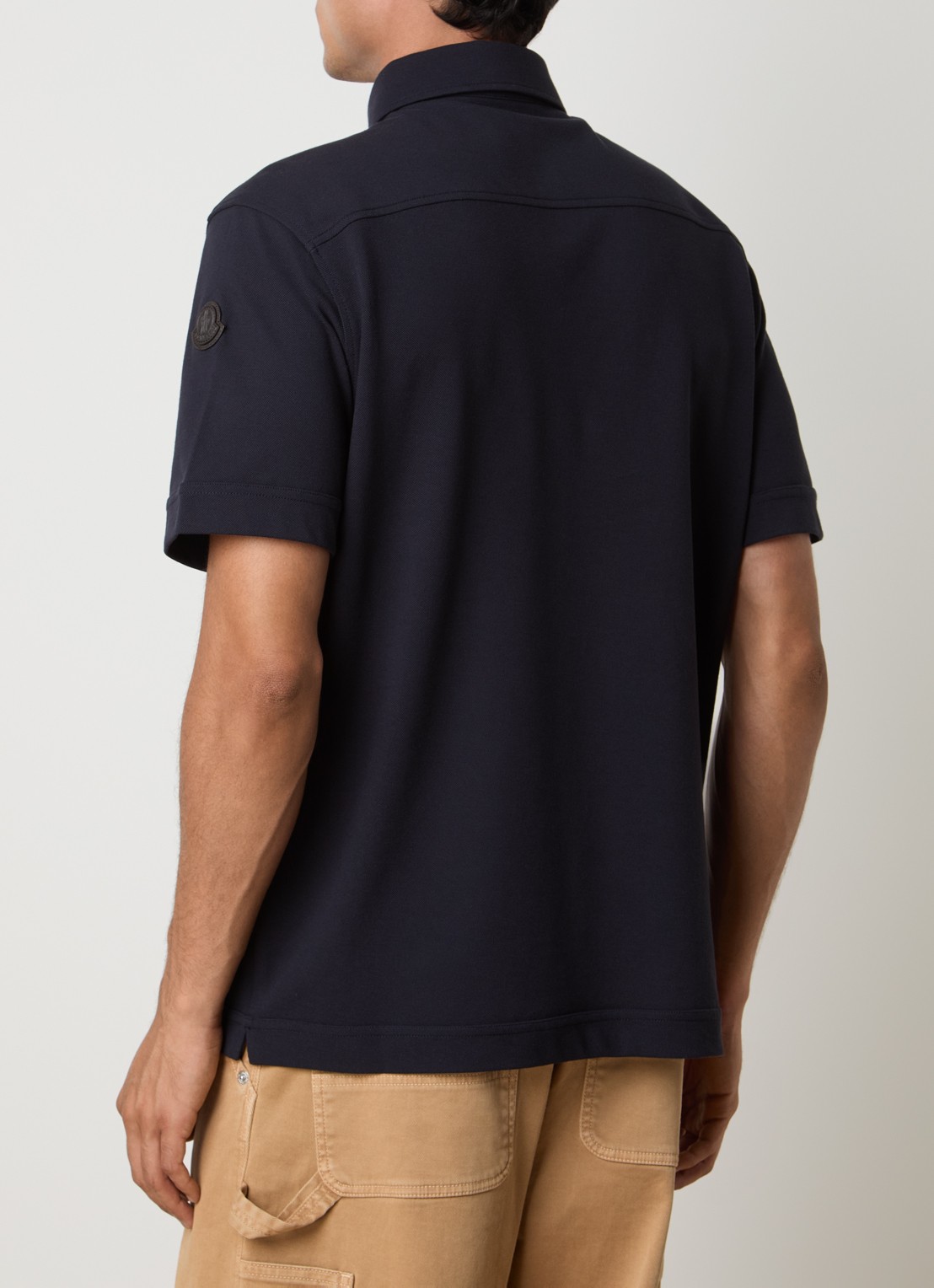 Moncler Regular fit polo van piqué katoen met borstzak - achterkant 2 donkerblauw
