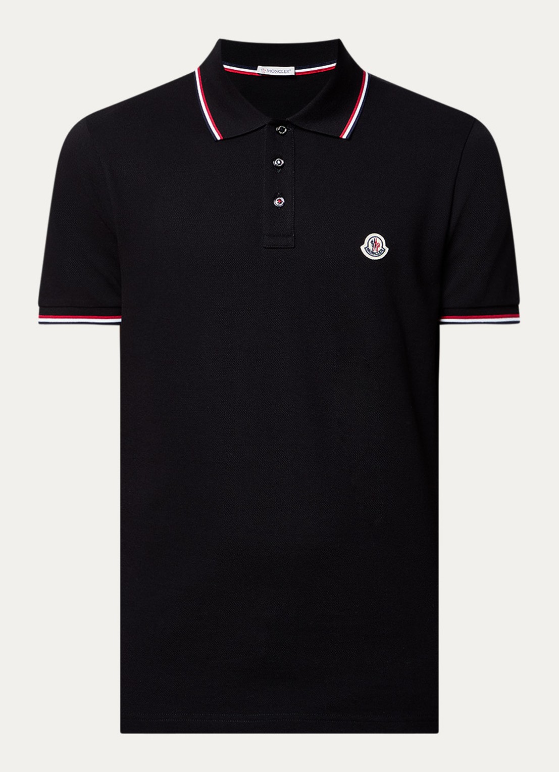 Moncler Regular fit polo van piqué katoen met logo - voorkant zwart