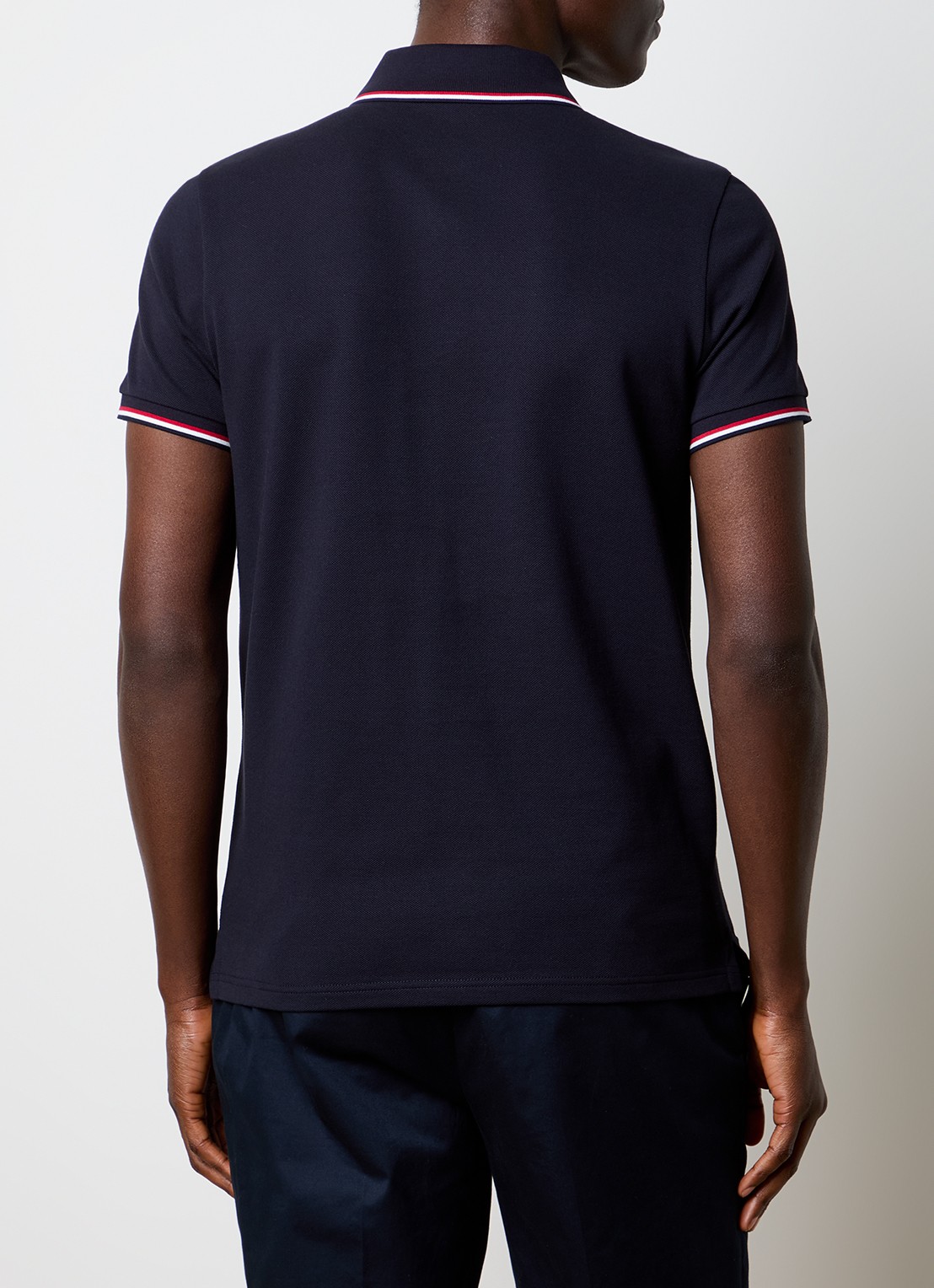 Moncler Regular fit polo van piqué katoen met logo - achterkant 4 donkerblauw