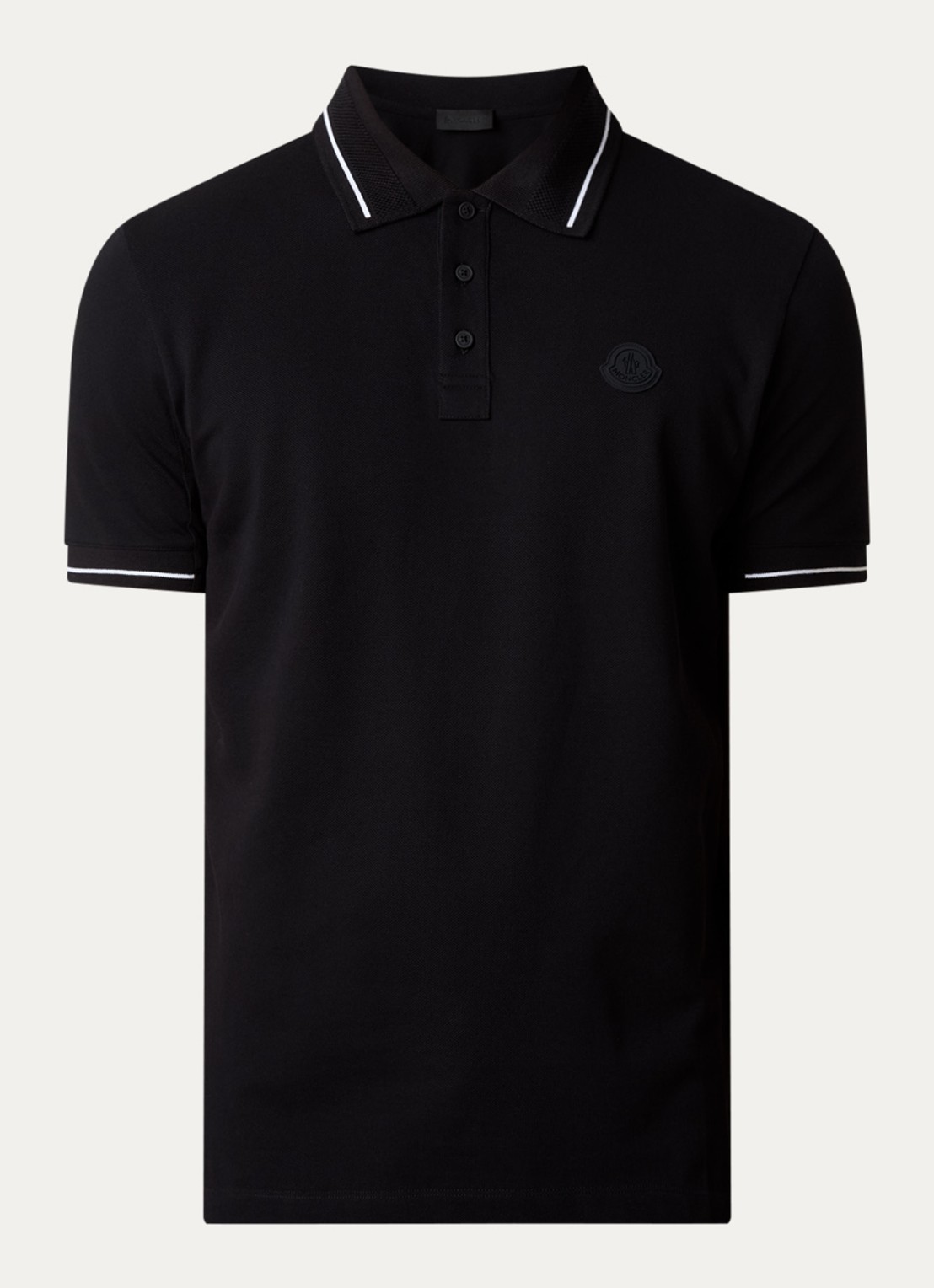 Moncler Regular fit polo van piqué katoen met logo - voorkant zwart