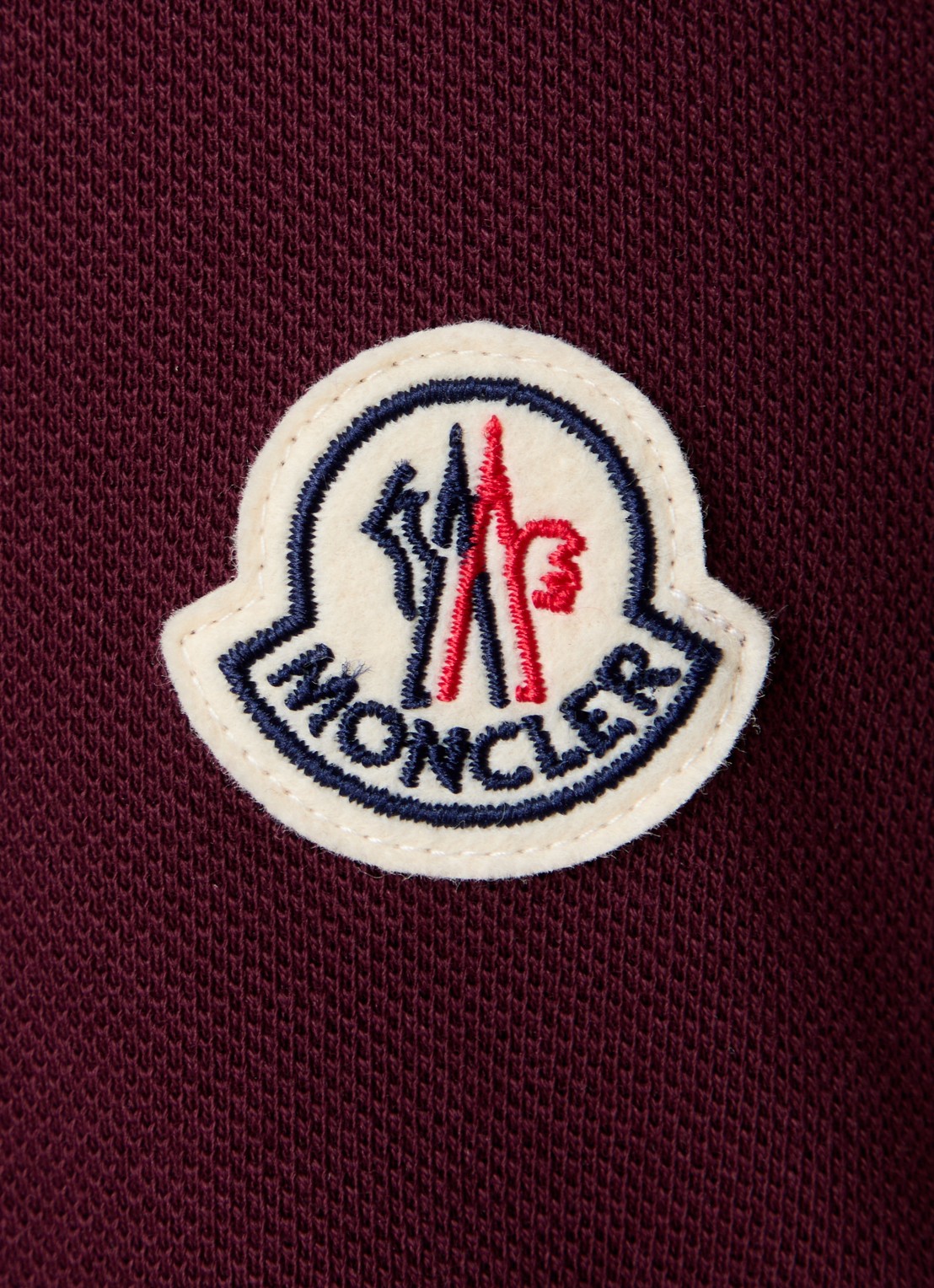 Moncler Regular fit polo van piqué katoen met logo - detail 4 bordeauxrood