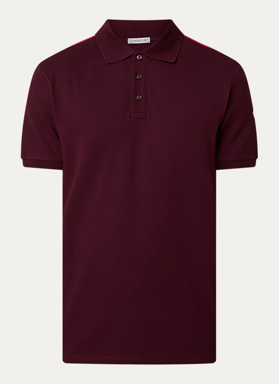 Moncler Regular fit polo van piqué katoen met logo - voorkant bordeauxrood