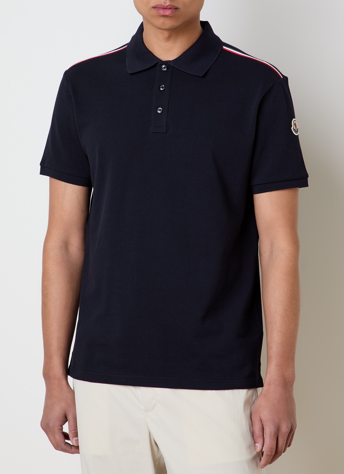 Moncler Regular fit polo van piqué katoen met logo - detail 2 blauw