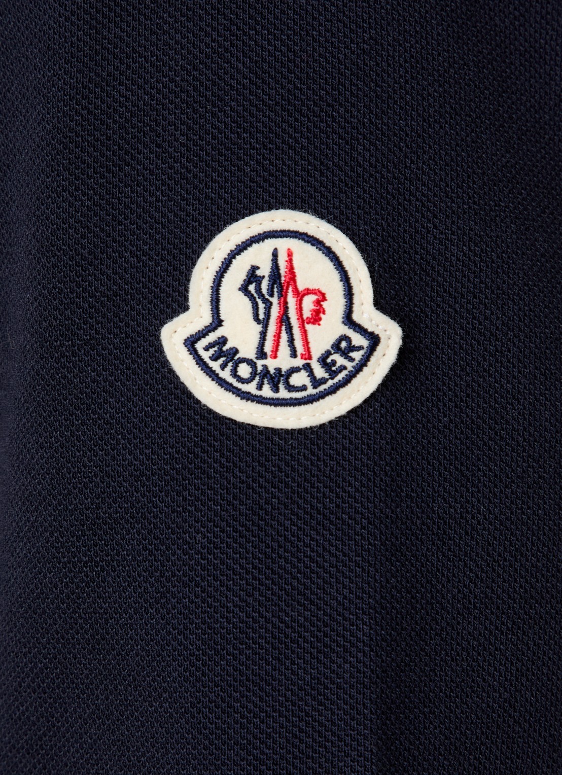 Moncler Regular fit polo van piqué katoen met logo - detail 3 blauw