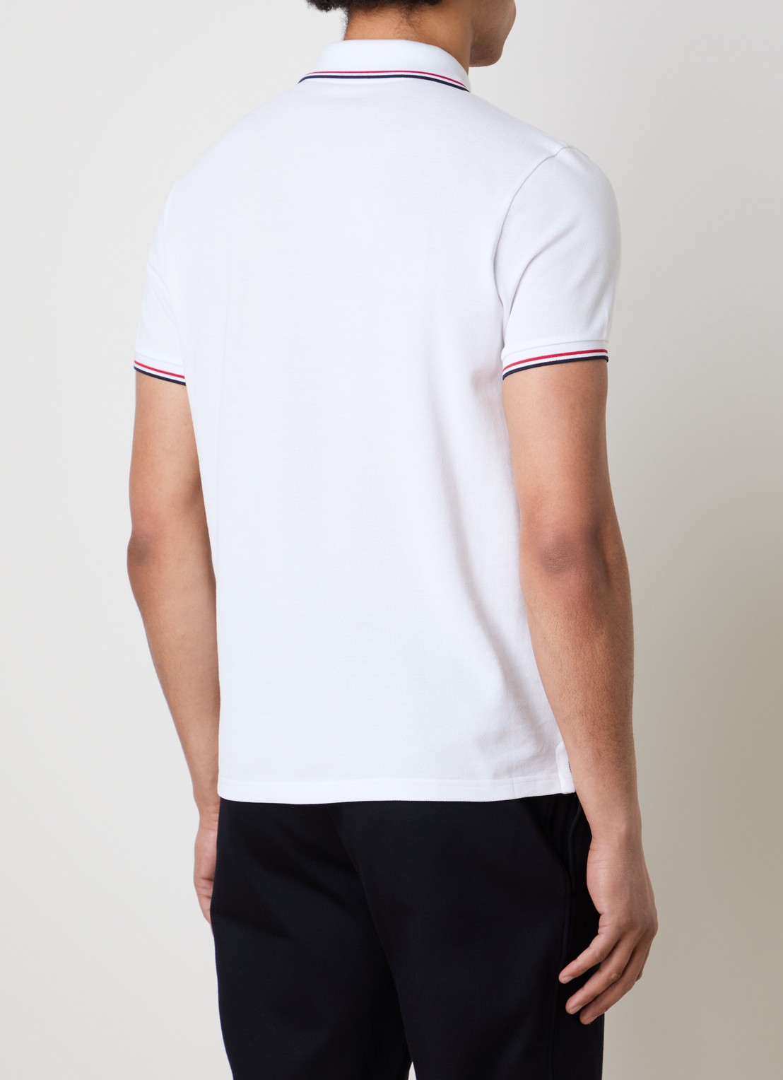 Moncler Regular fit polo van piqué katoen met logo - achterkant wit