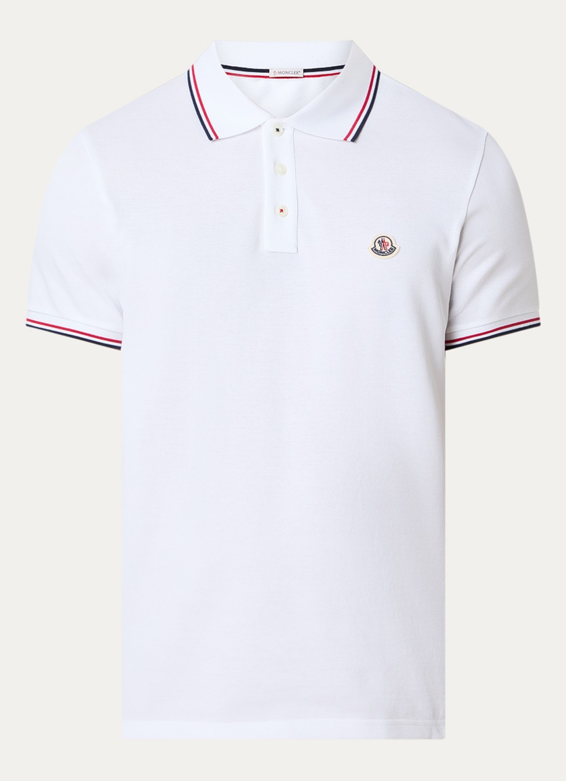 Moncler Regular fit polo van piqué katoen met logo - voorkant 4 wit