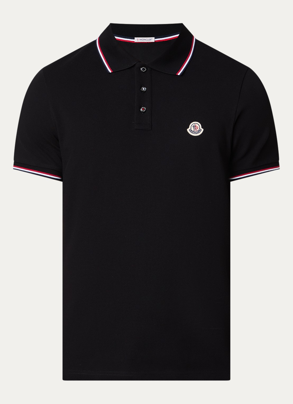 Moncler Regular fit polo van piqué katoen met logo - voorkant 4 zwart