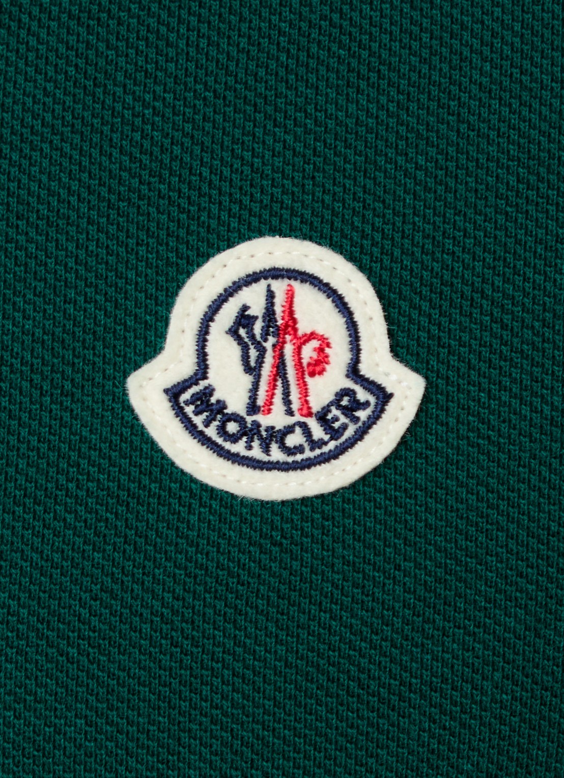 Moncler Regular fit polo van piqué katoen met logo - detail 4 groen
