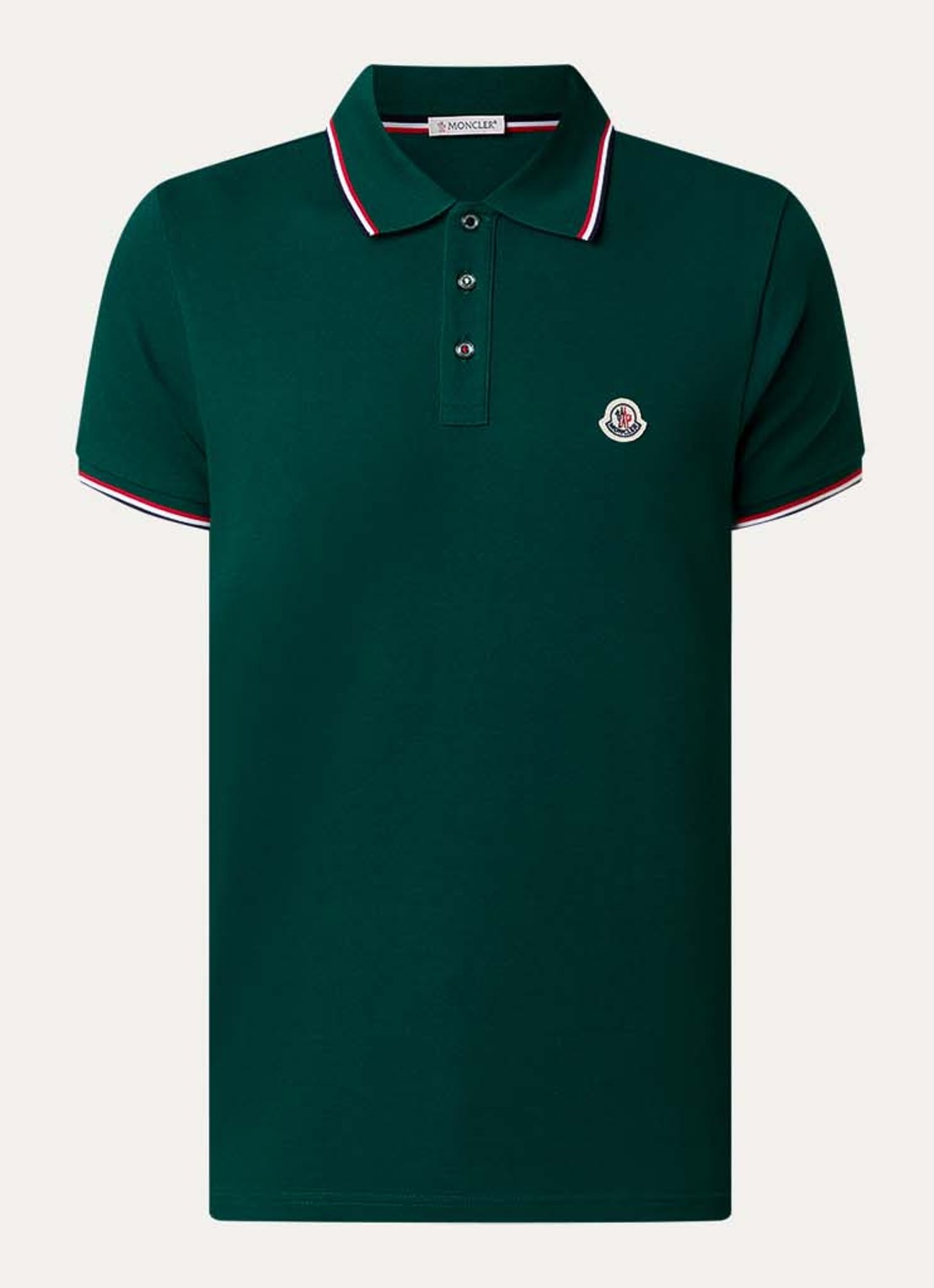Moncler Regular fit polo van piqué katoen met logo - voorkant groen