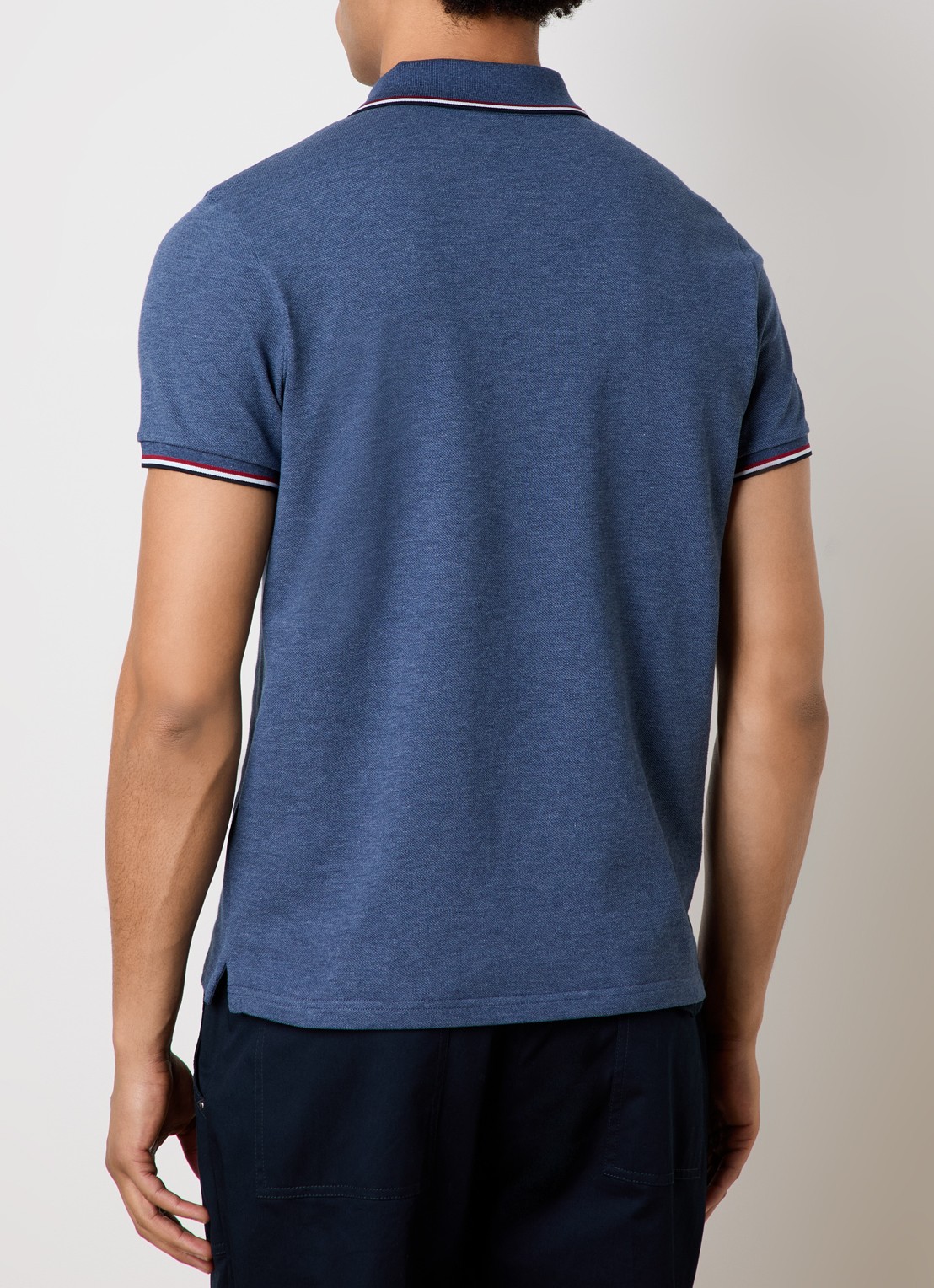 Moncler Regular fit polo van piqué katoen met logo - achterkant 5 staalblauw