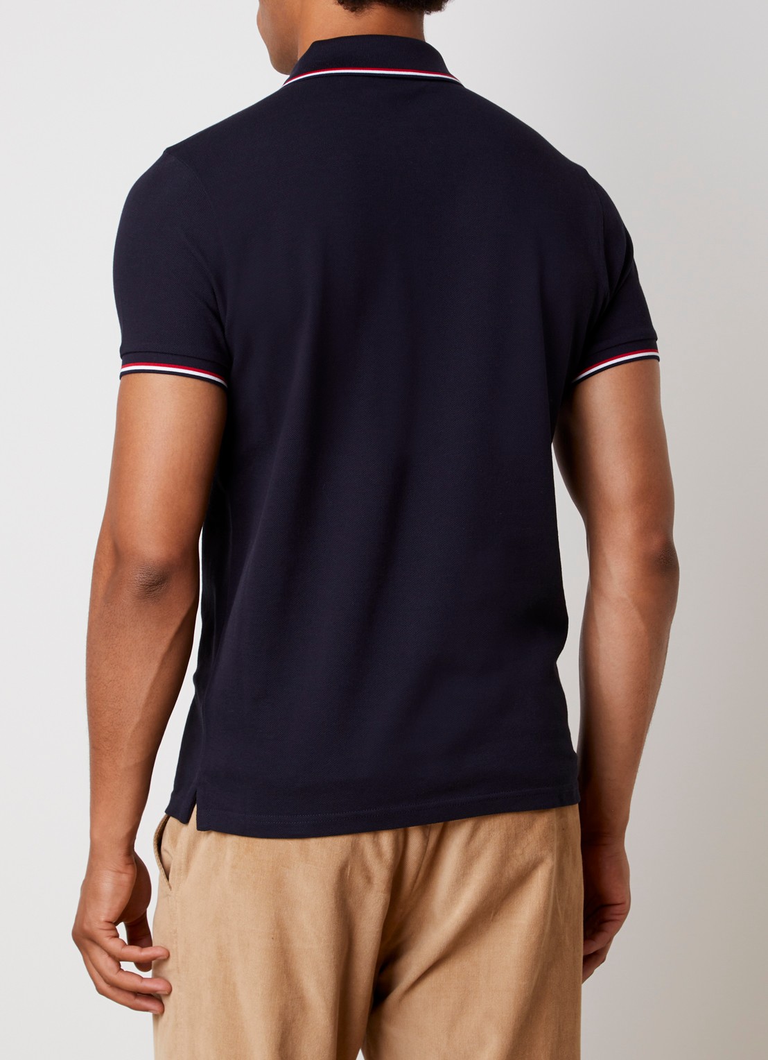 Moncler Regular fit polo van piqué katoen met logo - achterkant 3 donkerblauw