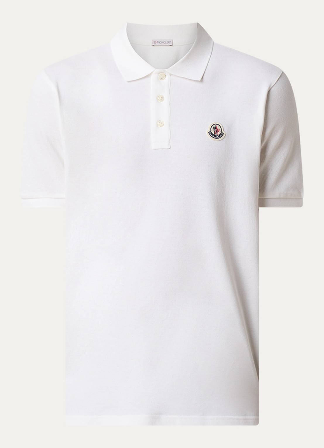 Moncler Regular fit polo van piqué katoen met logoborduring - voorkant 3 wit