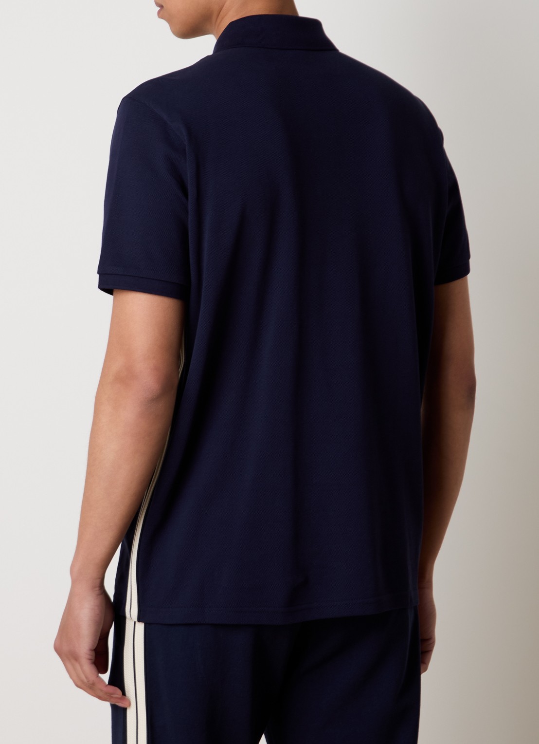 Moncler Regular fit polo van piqué katoen met logoborduring - achterkant donkerblauw