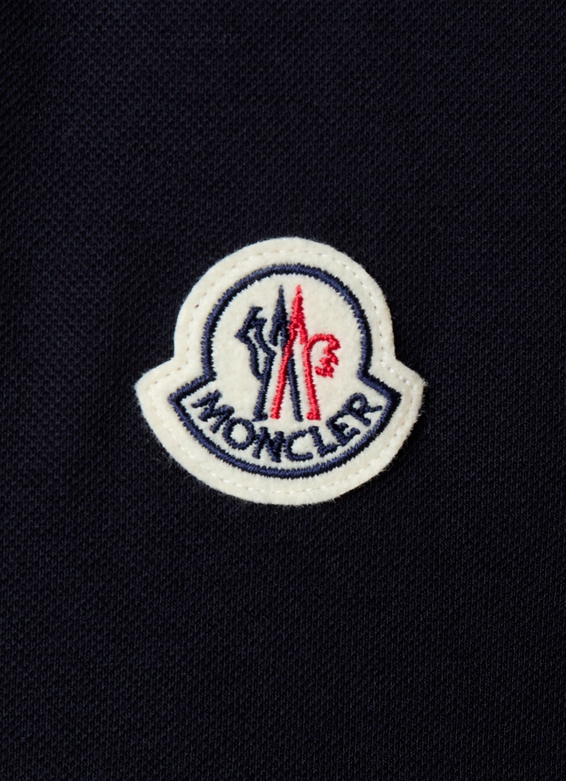 Moncler Regular fit polo van piqué katoen met logoborduring - detail 5 donkerblauw
