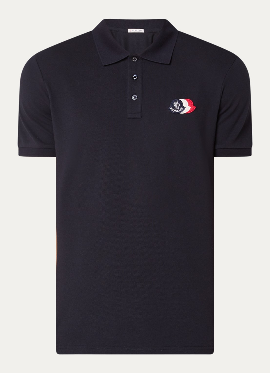 Moncler Regular fit polo van piqué katoen met logoborduring - voorkant 2 blauw