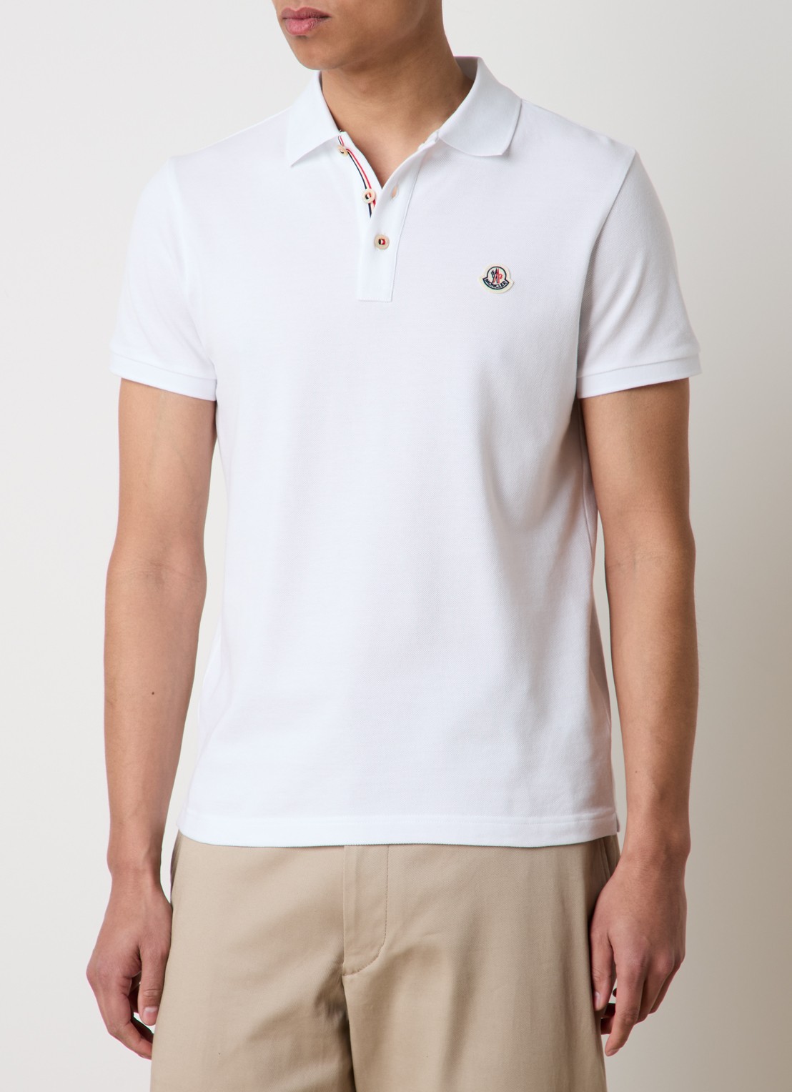 Moncler Regular fit polo van piqué katoen - detail 2 wit