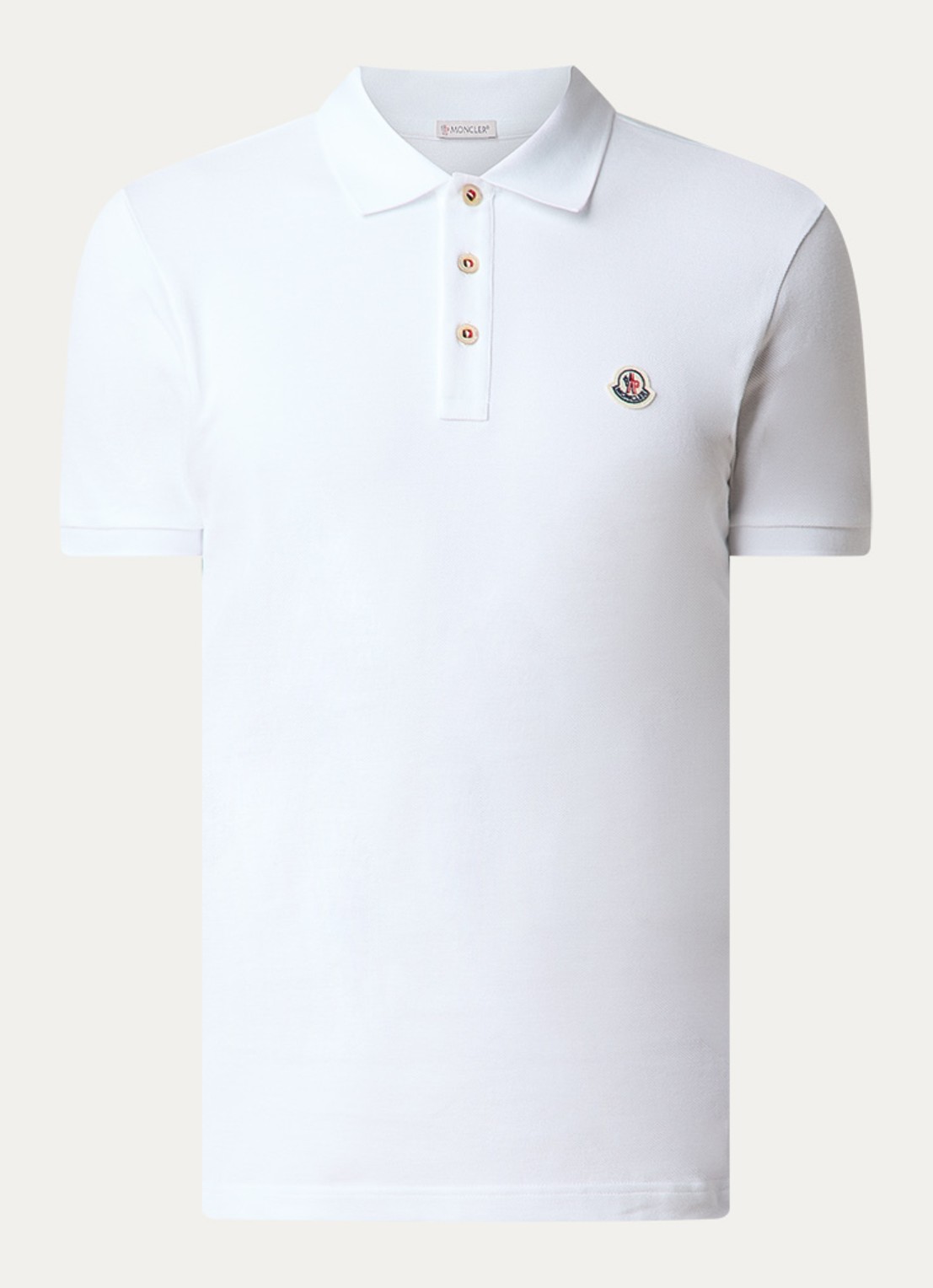 Moncler Regular fit polo van piqué katoen - voorkant 4 wit