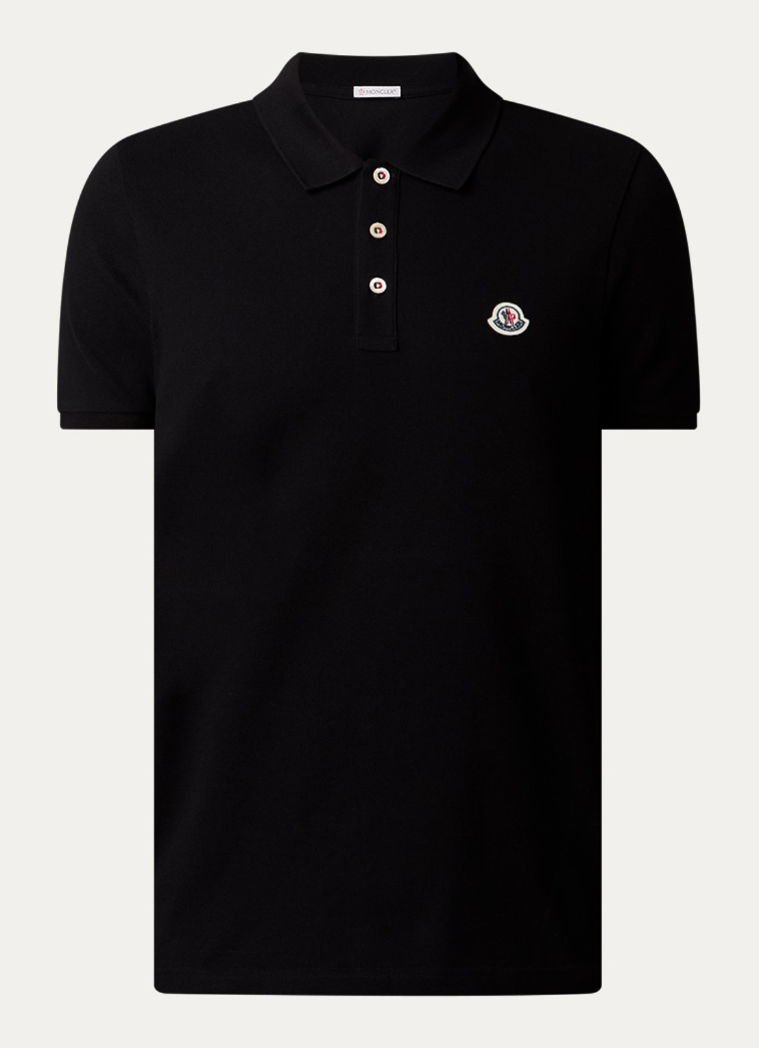 Moncler Regular fit polo van piqué katoen - voorkant 4 zwart