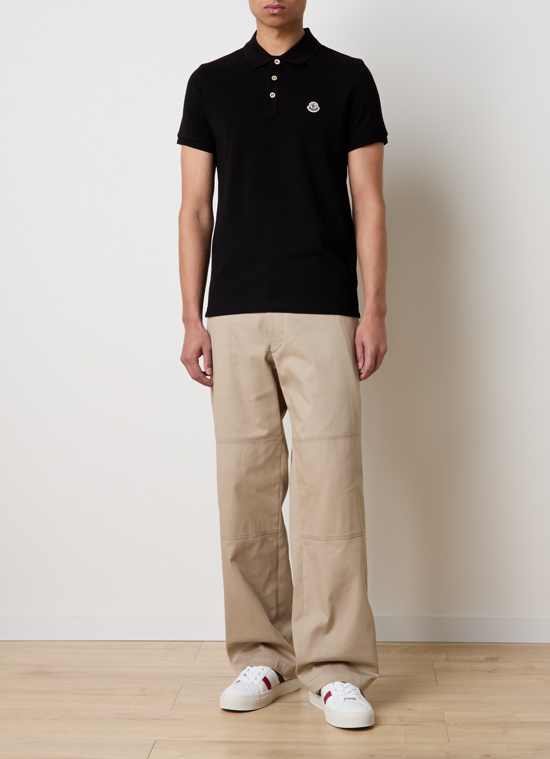 Moncler Regular fit polo van piqué katoen - voorkant 5 zwart