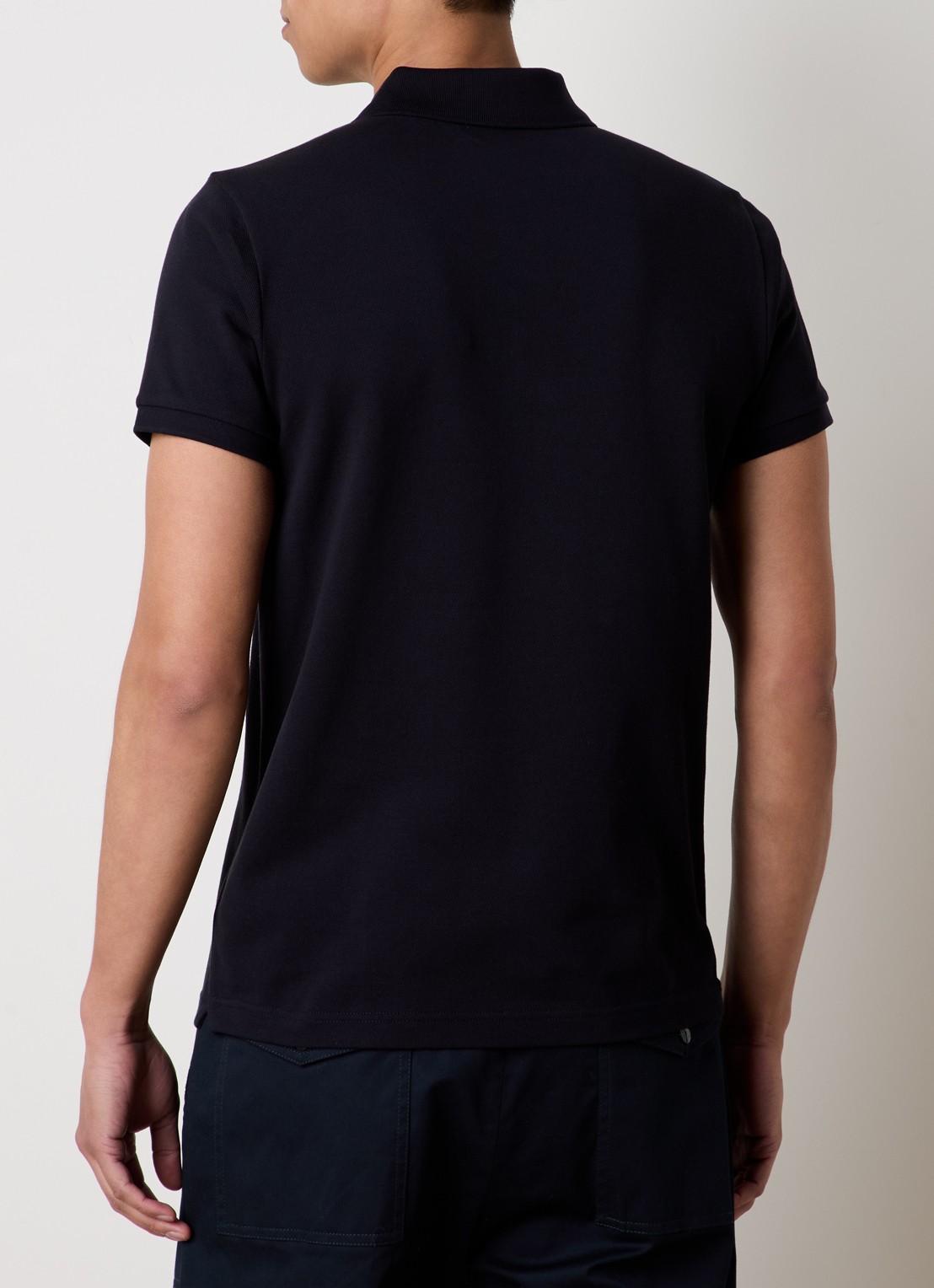 Moncler Regular fit polo van piqué katoen - achterkant 3 donkerblauw