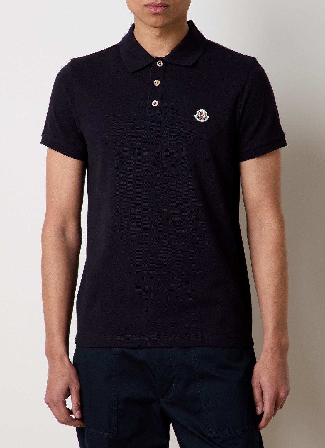 Moncler Regular fit polo van piqué katoen - detail 4 donkerblauw