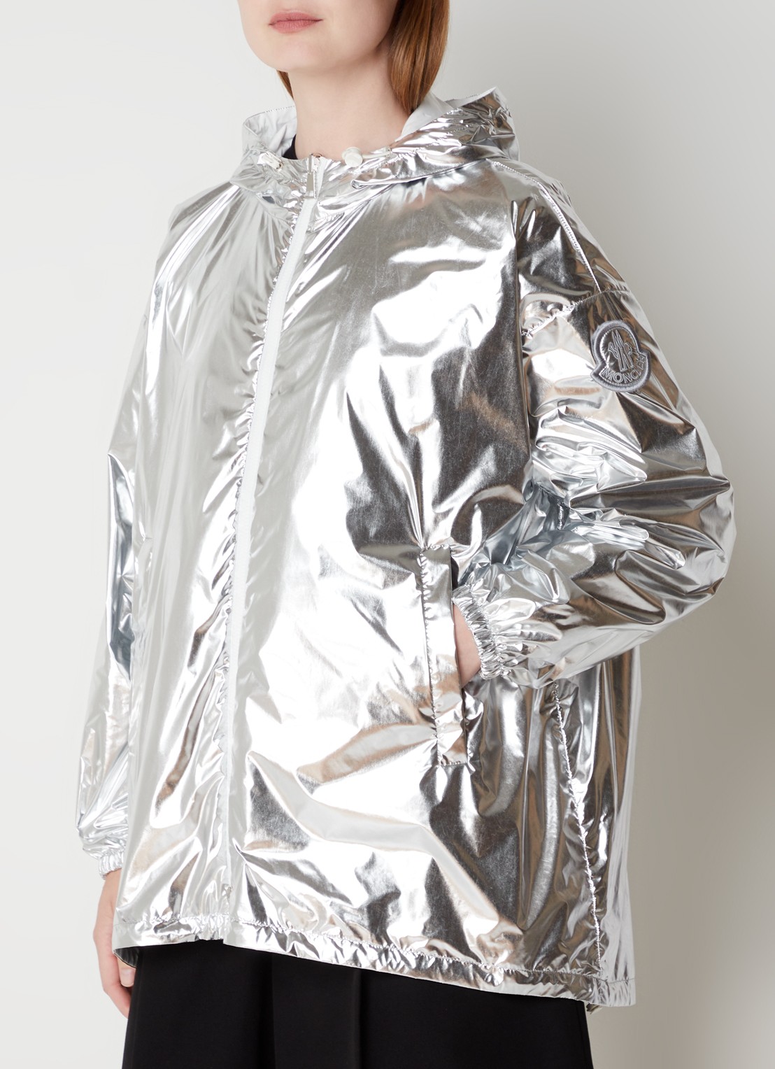 Moncler Reversible parka met capuchon en metallic finish - detail 5 zilver