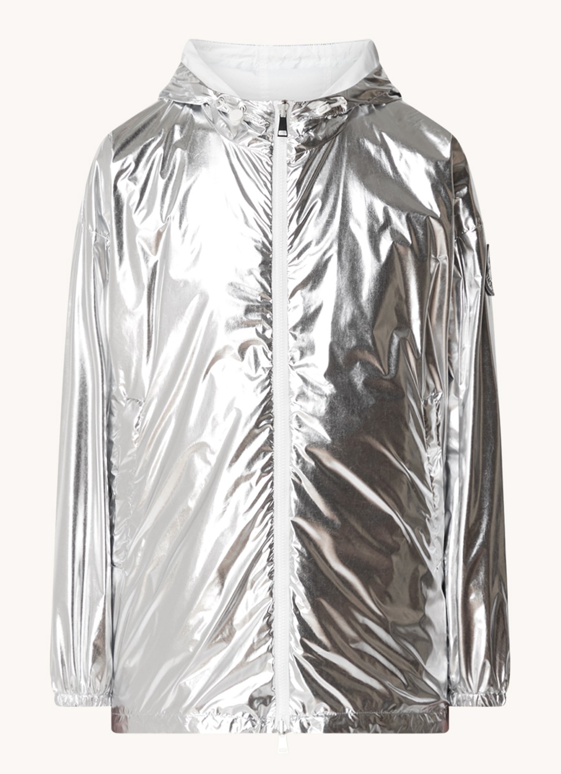 Moncler Reversible parka met capuchon en metallic finish - voorkant 2 zilver
