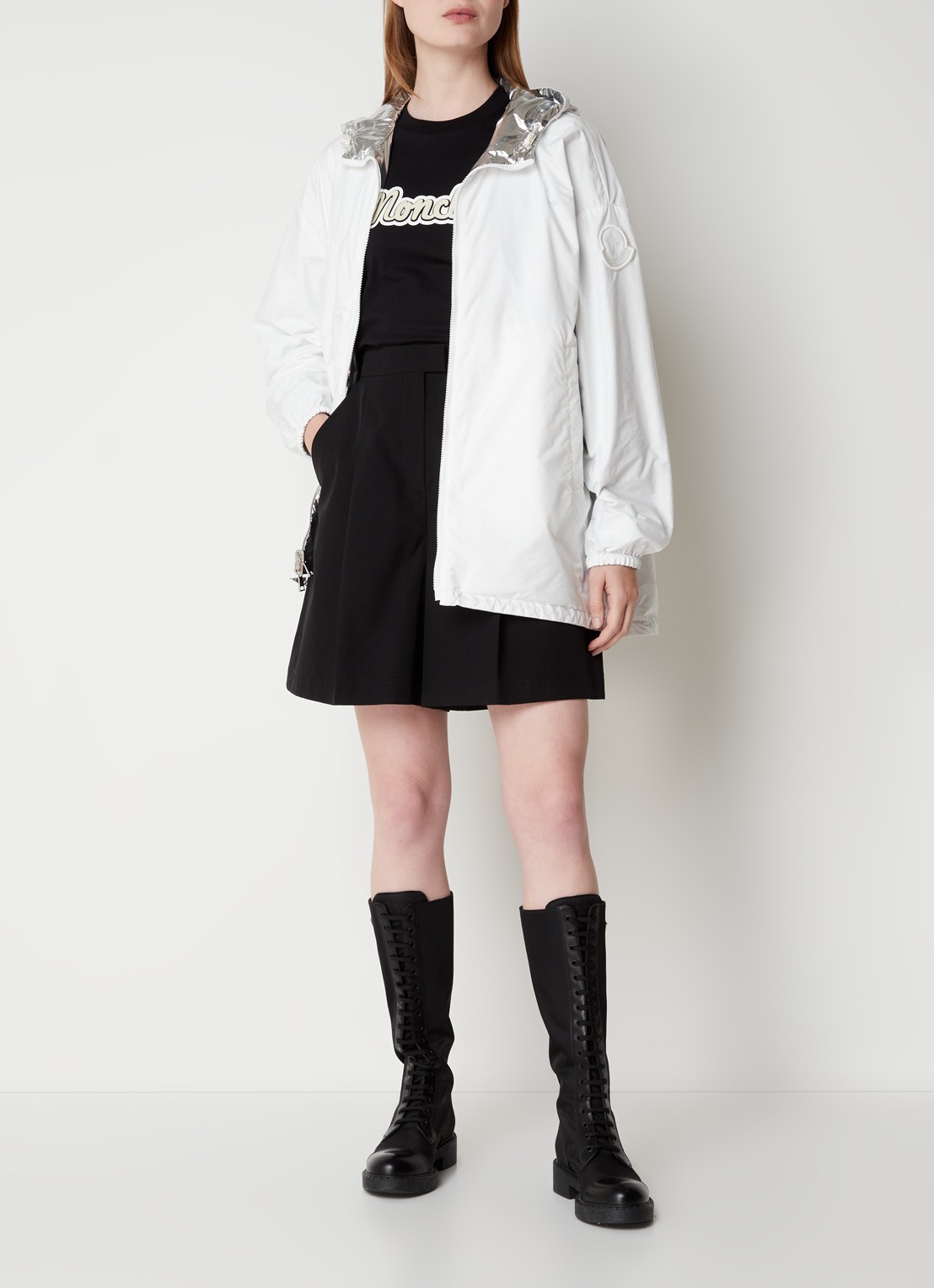 Moncler Reversible parka met capuchon en metallic finish - voorkant 3 zilver