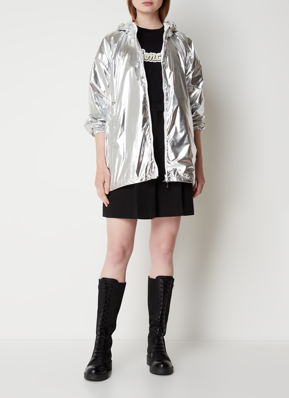 Moncler Reversible parka met capuchon en metallic finish - voorkant 4 zilver