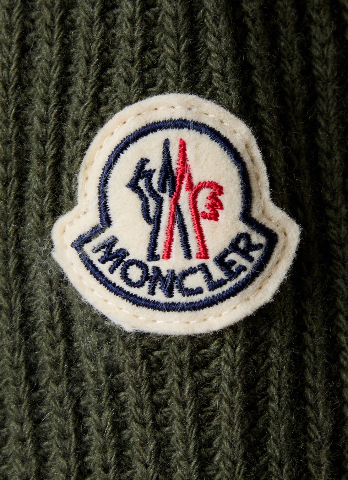 Moncler Ribgebreid vest in kasjmierblend met gewatteerd voorpand - detail 5 legergroen