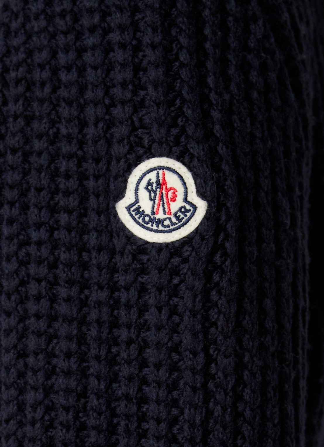 Moncler Ribgebreid vest in wolblend met gewatteerd voorpand - detail 5 donkerblauw