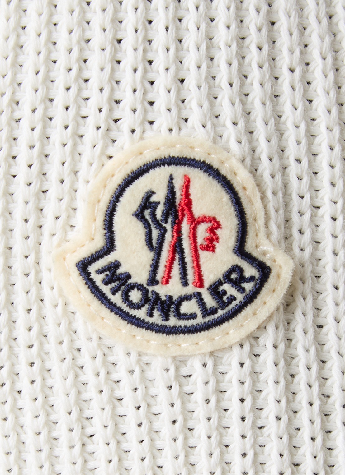 Moncler Ribgebreid vest met gewatteerd voorpand en donsvulling - detail 4 gebroken wit