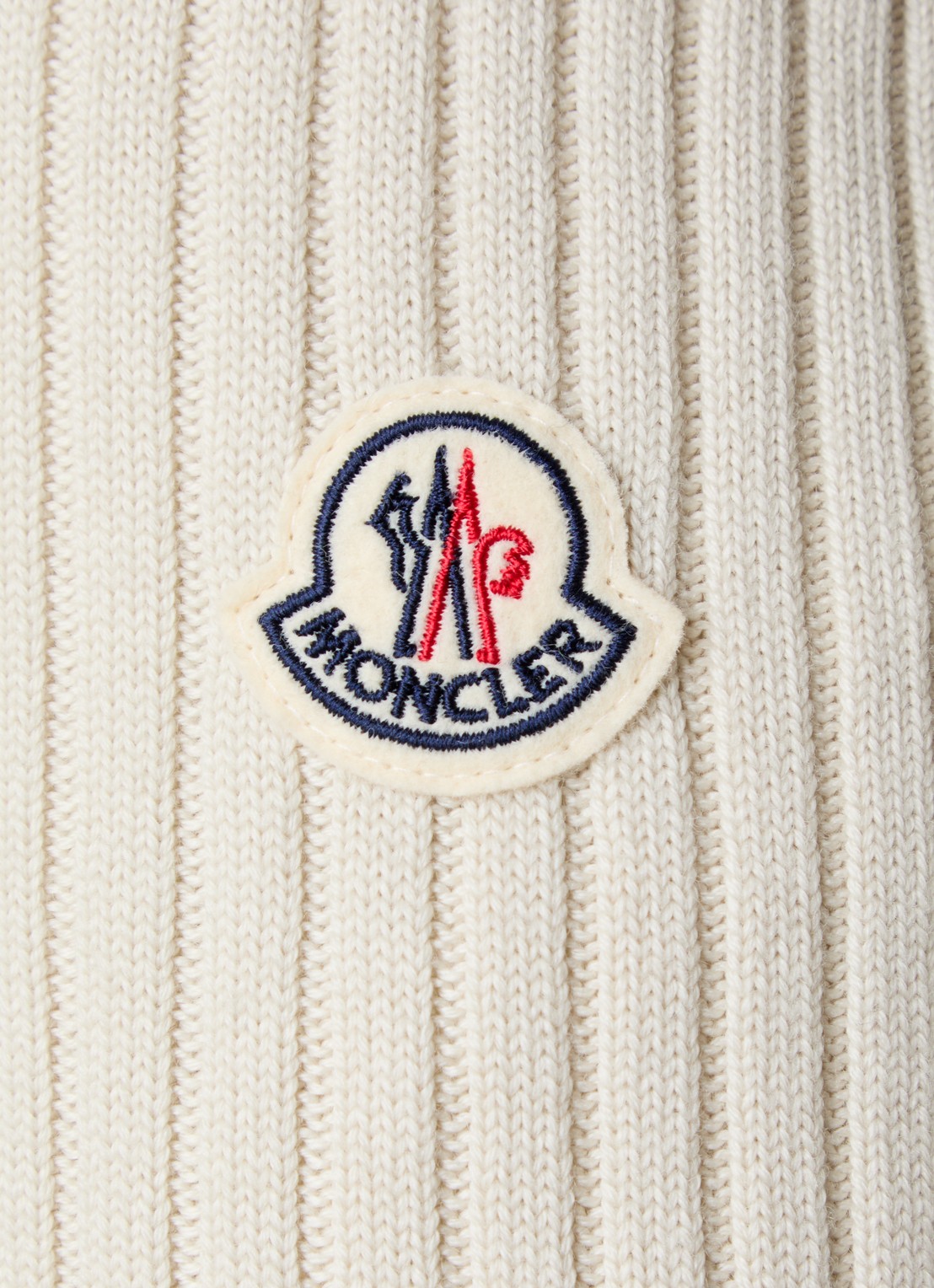 Moncler Ribgebreid vest met gewatteerd voorpand en logo - detail 4 vanillegeel