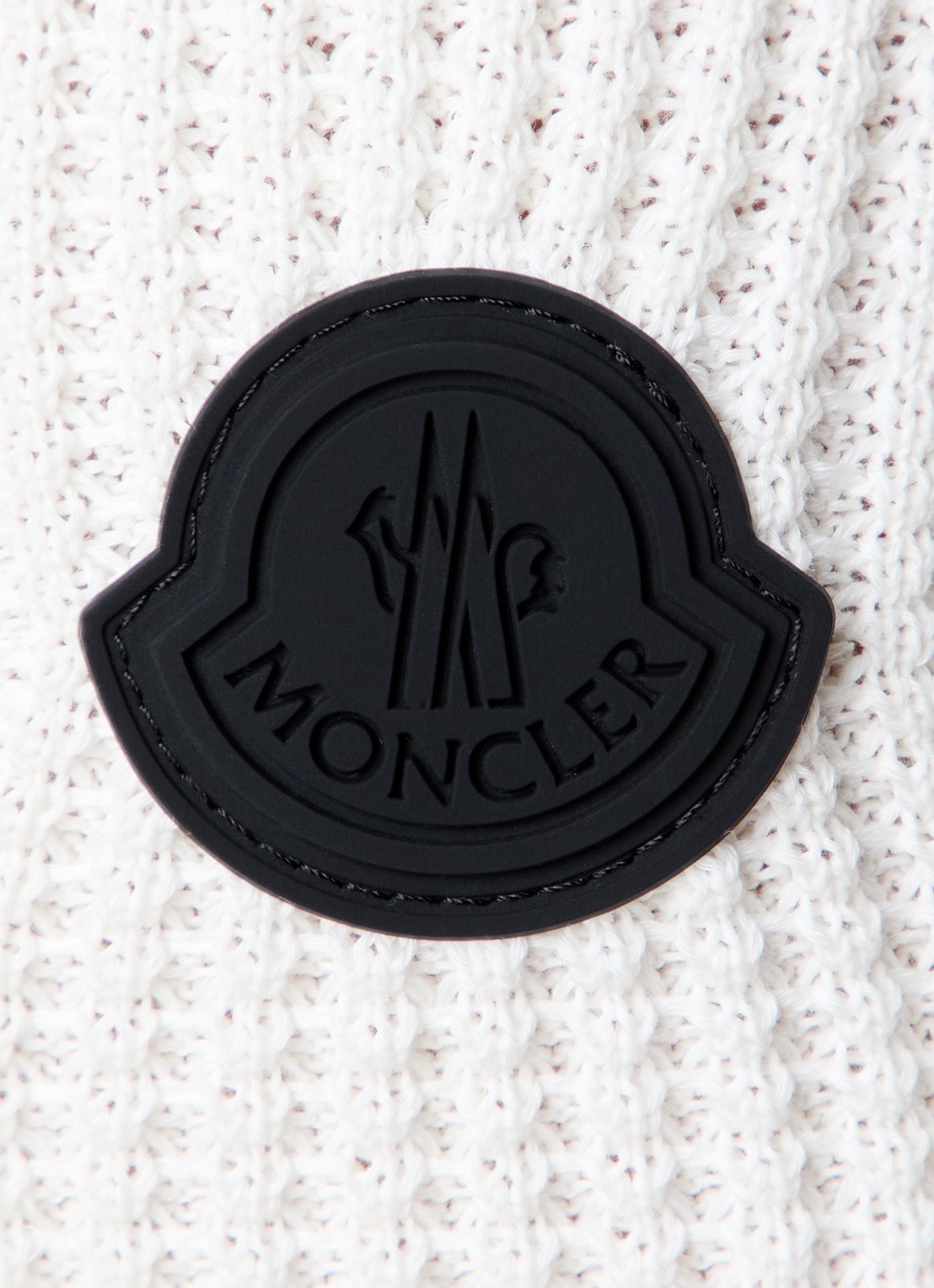 Moncler Ribgebreide trui met logo - detail 3 gebroken wit