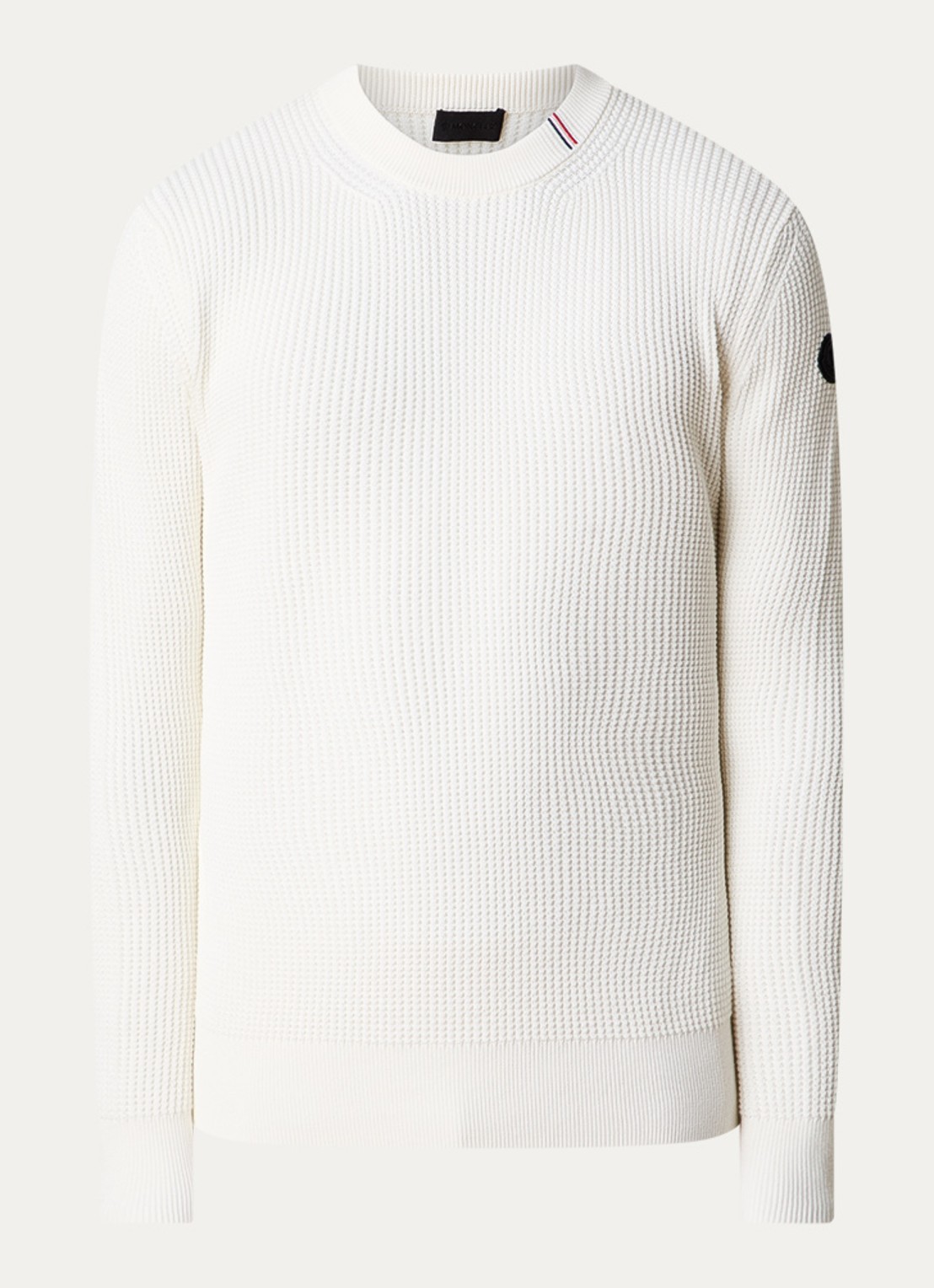 Moncler Ribgebreide trui met logo - voorkant 4 gebroken wit
