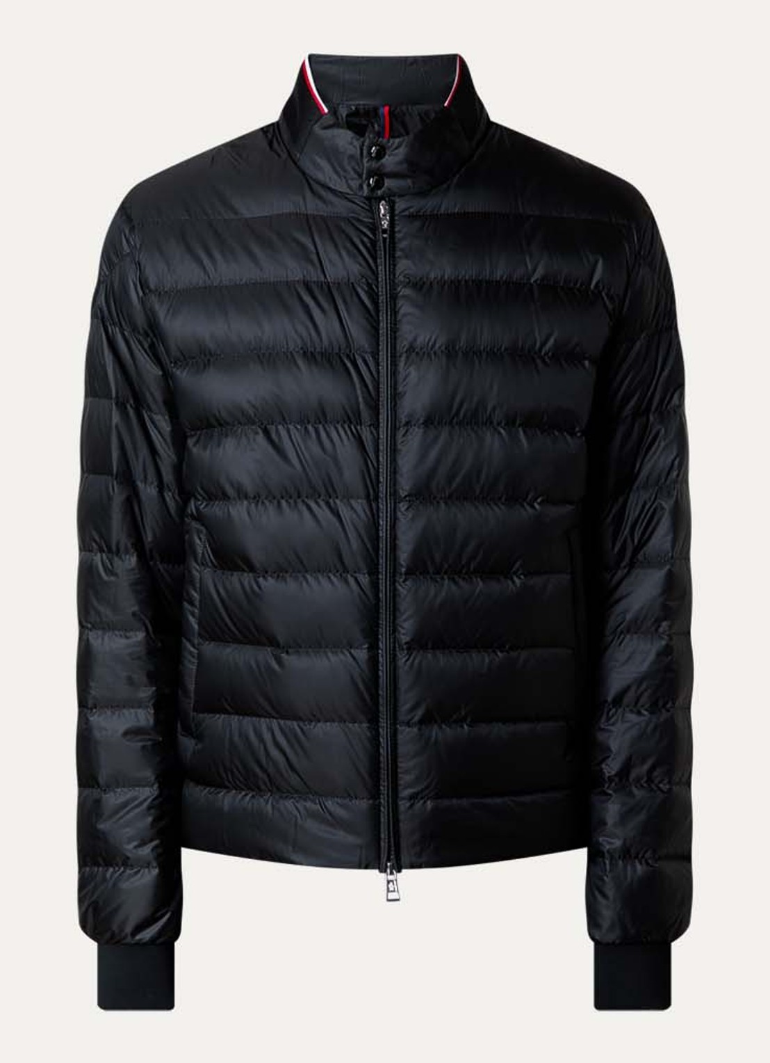 Moncler Rigel Biker puffer jack met donsvulling - voorkant zwart