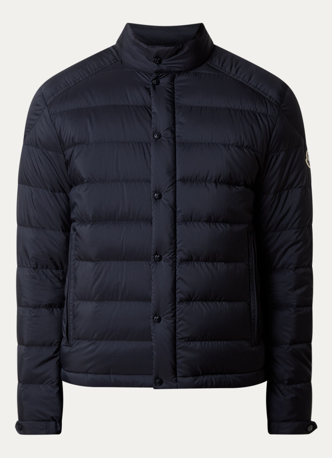 Moncler Selves gewatteerde jas met capuchon en ritszakken - voorkant 5 donkerblauw